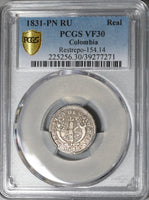 1831-PN PCGS VF 30 Colombia 1 Real Popayan Mint Silver Coin POP 1/0 (20032501C)