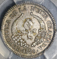 1838 PCGS AU 53 Colombia 1 Real Bogota Nueva Granada Silver Coin (21022101C)