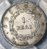 1838 PCGS AU 53 Colombia 1 Real Bogota Nueva Granada Silver Coin (21022101C)