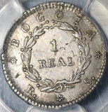 1838 PCGS AU 53 Colombia 1 Real Bogota Nueva Granada Silver Coin (21022101C)