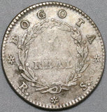 1838 Nueva Granada Colombia VF 1 Real Bogota Silver Coin (20020701R)