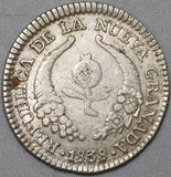 1838 Nueva Granada Colombia AXF 1 Real Bogota Silver Coin (20020702R)