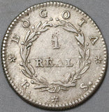 1838 Nueva Granada Colombia AXF 1 Real Bogota Silver Coin (20020702R)