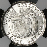 1938 NGC MS 64 Colombia 20 Centavos Silver Mint State Condor Coin (22021601C)
