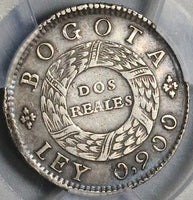 1848 PCGS XF 40 Colombia 2 Reales Bogota Mint Silver Coin (22100802C)