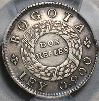 1848 PCGS XF 40 Colombia 2 Reales Bogota Mint Silver Coin (22100802C)