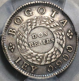 1848 PCGS XF 40 Colombia 2 Reales Bogota Mint Silver Coin (22100802C)