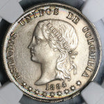 1884 NGC MS 63 Colombia 50 Centavos Bogota SIlver Liberty Head Coin (21120302D)