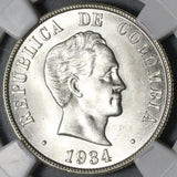 1934 NGC MS 64 Colombia Silver 50 Centavos Cartwheel Luster Coin (20091202C)