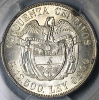 1934 PCGS MS 65 Colombia Silver 50 Centavos GEM Mint State Coin (22032303C)