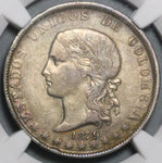 1879/4 NGC VF 35 Colombia Medellin 5 Decimos Silver Coin (21071901C)