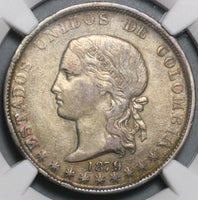 1879/4 NGC VF 35 Colombia Medellin 5 Decimos Silver Coin (21071901C)