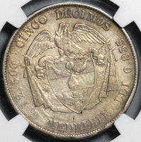 1879/4 NGC VF 35 Colombia Medellin 5 Decimos Silver Coin (21071901C)