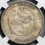 1879/4 NGC VF 35 Colombia Medellin 5 Decimos Silver Coin (21071901C)