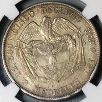 1879/4 NGC VF 35 Colombia Medellin 5 Decimos Silver Coin (21071901C)