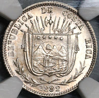 1892 NGC MS 64 Costa Rica 10 Centavos Mint State Silver Heaton Coin (20082701C)