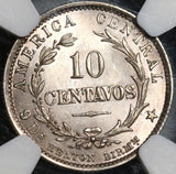 1892 NGC MS 64 Costa Rica 10 Centavos Mint State Silver Heaton Coin (20082701C)