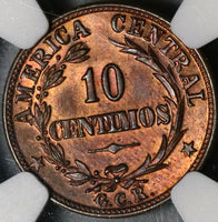 1929 NGC MS 64 Costa Rica 10 Centimos Mint State Bronze Coin (21030705C)