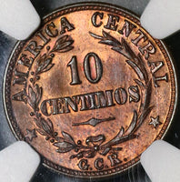 1929 NGC MS 64 Costa Rica 10 Centimos Mint State Bronze Coin (21030705C)