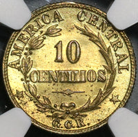 1936 NGC MS 64 Costa Rica 10 Centimos Mint State Brass Coin (21063002C)