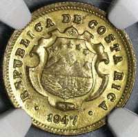 1947 NGC MS 65 Costa Rica 10 Centimos Mint State Brass Coin POP 6/0 (20101104C)