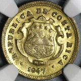 1947 NGC MS 65 Costa Rica 10 Centimos Mint State Brass Coin POP 6/0 (20101104C)