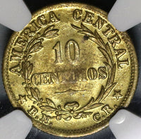 1947 NGC MS 65 Costa Rica 10 Centimos Mint State Brass Coin POP 6/0 (20101104C)
