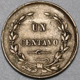 1868 Costa Rica 1 Centavo VF Rare 20K Minted Coin (20082701R)