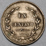 1868 Costa Rica 1 Centavo VF Rare 20K Minted Coin (20082701R)