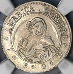 1849 NGC AU 50 Costa Rica 1 Real Coffee Tree Woman Silver Coin (19032702C)
