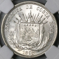 1893 NGC MS 66 Costa Rica 25 Centavos Heaton Gem Mint State Coin (21111701C)