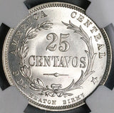 1893 NGC MS 66 Costa Rica 25 Centavos Heaton Gem Mint State Coin (21111701C)