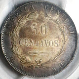 1880 PCGS AU 50 Costa Rica 50 Centavos Silver Coin POP 1/0 (22122601C)
