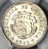 1912 PCGS MS 66 Costa Rica 5 Centimos Silver Mint State Coin (20092601C)