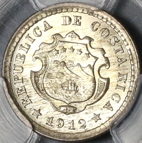 1912 PCGS MS 66 Costa Rica 5 Centimos Silver Mint State Coin (20092601C)