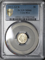 1912 PCGS MS 66 Costa Rica 5 Centimos Silver Mint State Coin (20092601C)