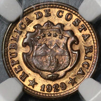 1929 NGC MS 63 Costa Rica 5 Centimos Mint State Bronze Coin (21030704C)