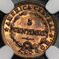 1929 NGC MS 63 Costa Rica 5 Centimos Mint State Bronze Coin (21030704C)