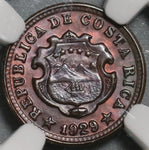 1929 NGC MS 64 Costa Rica 5 Centimos Mint State Bronze Coin (21030302D)