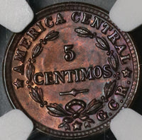 1929 NGC MS 64 Costa Rica 5 Centimos Mint State Bronze Coin (21030302D)