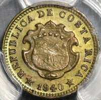 1940 PCGS MS 65 Costa Rica 5 Centimos Mint State Coin (20092602C)
