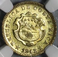 1942 NGC MS 63 Costa Rica 5 Centimos Mint State Brass Coin (21030706C)