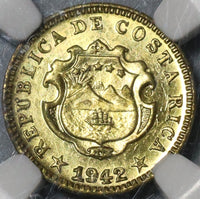 1942 NGC MS 63 Costa Rica 5 Centimos Mint State Brass Coin (21030706C)