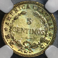 1942 NGC MS 63 Costa Rica 5 Centimos Mint State Brass Coin (21030706C)