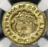 1947 NGC MS 66 Costa Rica 5 Centimos Mint State Brass Coin POP 2/0 (20120602C)