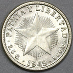 1949 Caribbean 10 Centavos BU 90% Silver Coin (20011801R)