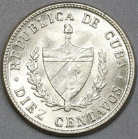 1949 Caribbean 10 Centavos BU 90% Silver Coin (20011801R)