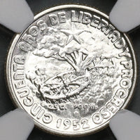 1952 NGC MS 64 Caribbean 10 Centavos Republic Anniversary Commemorative Silver Coin (19041401C)
