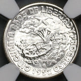 1952 NGC MS 64 Caribbean 10 Centavos Republic Anniversary Commemorative Silver Coin (19041401C)