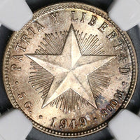 1949 NGC MS 64 Caribbean 20 Centavos Last Starfish Silver Coin (19041901C)